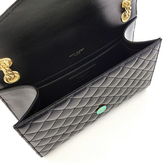 Saint Laurent Envelope Medium Chain Shoulder Bag Black Gold - Picture 5 of 5